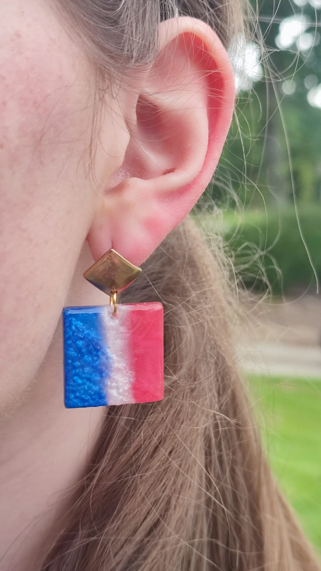 Boucle d'oreilles carré COUPE DU MONDE