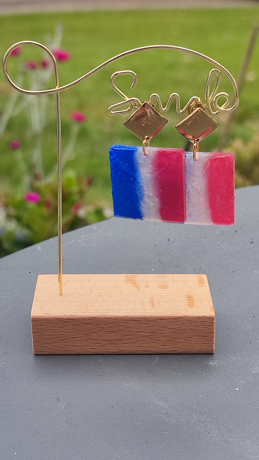 Boucle d'oreilles carré COUPE DU MONDE