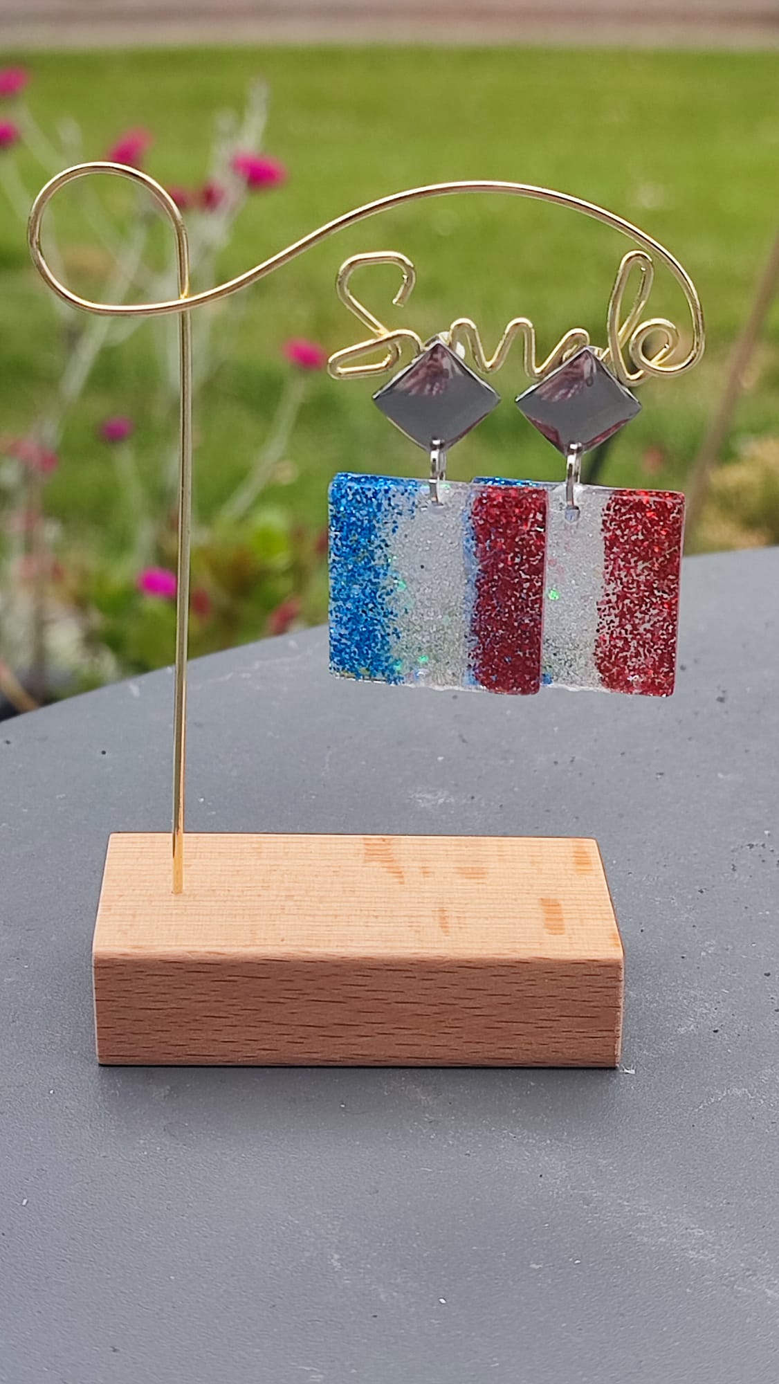 Boucle d'oreilles carré paillette COUPE DU MONDE