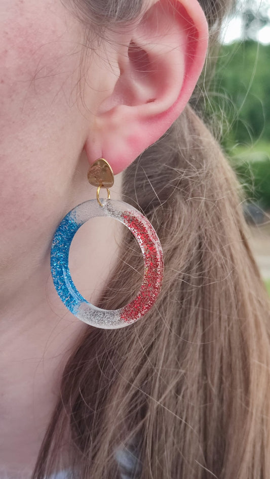 Boucle d'oreilles anneaux paillette COUPE DU MONDE